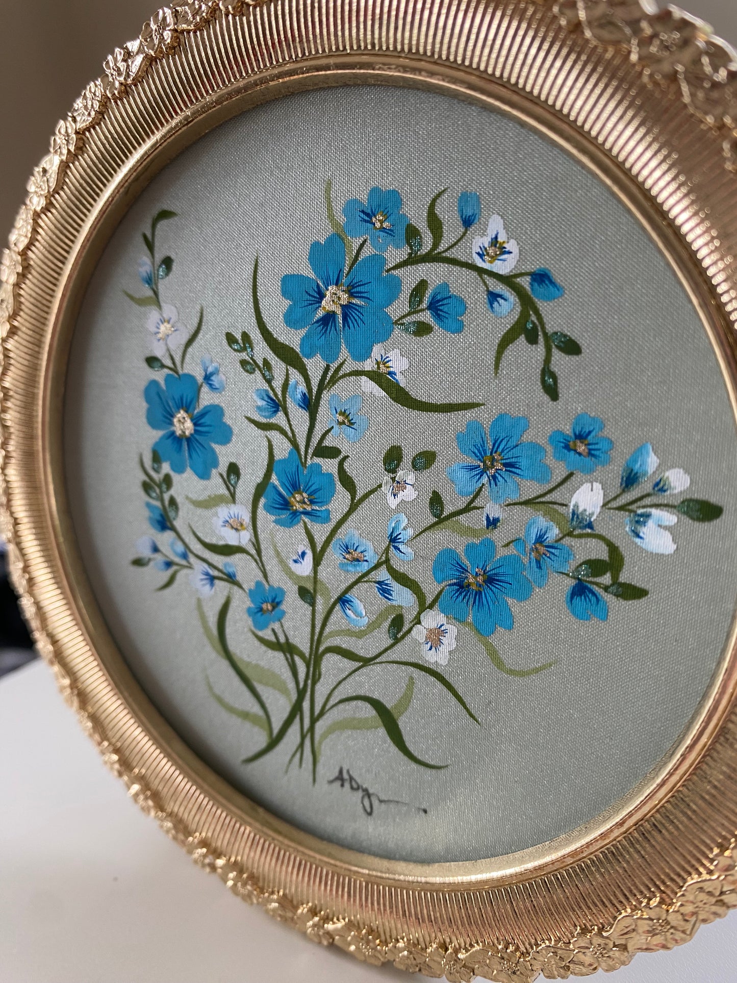 Forget Me Nots in Gold Original Painting
