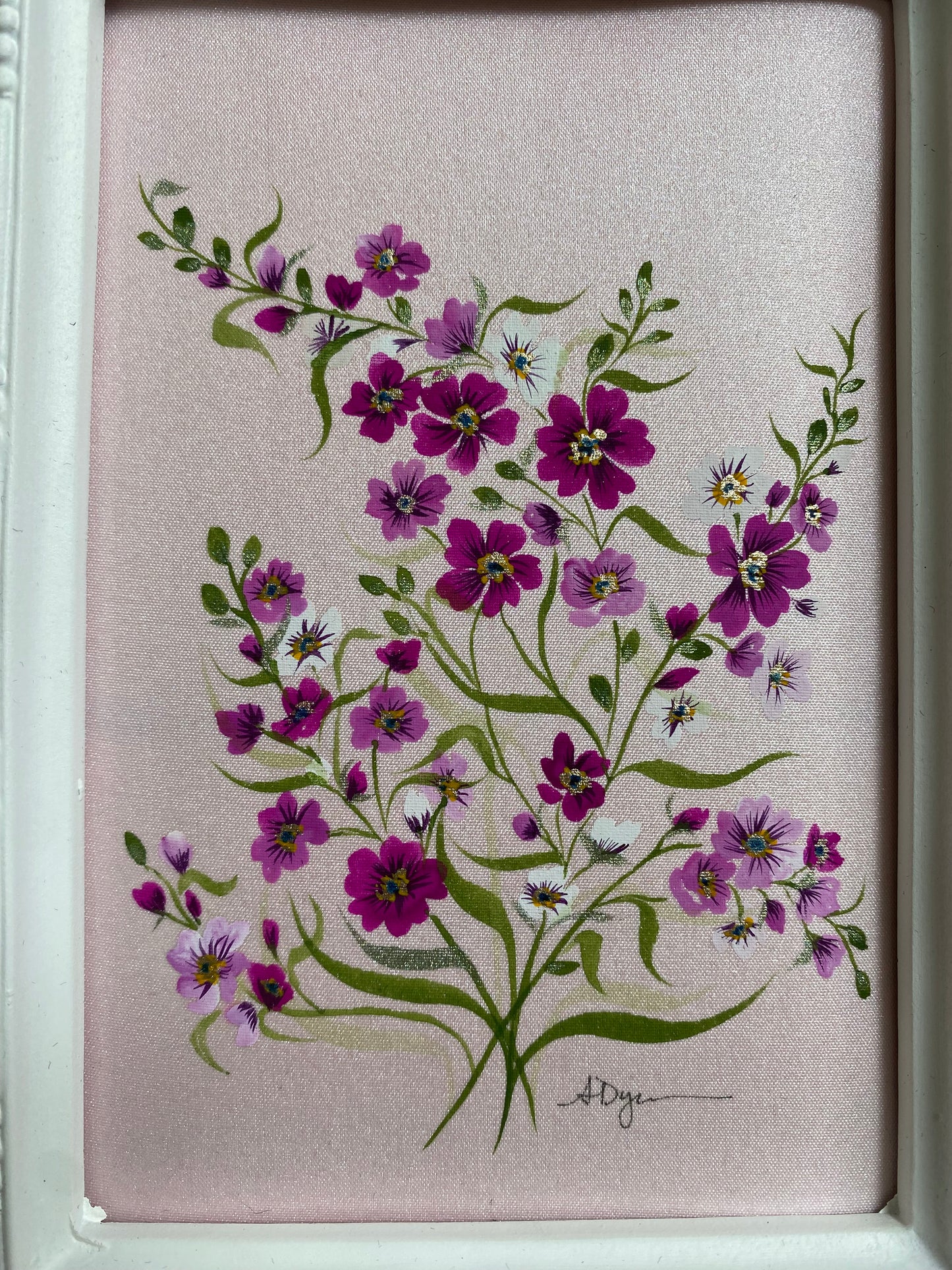 Pink Forget Me Nots Original Painting