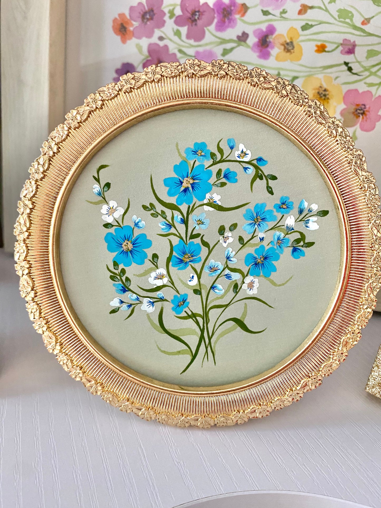 Forget Me Nots in Gold Original Painting