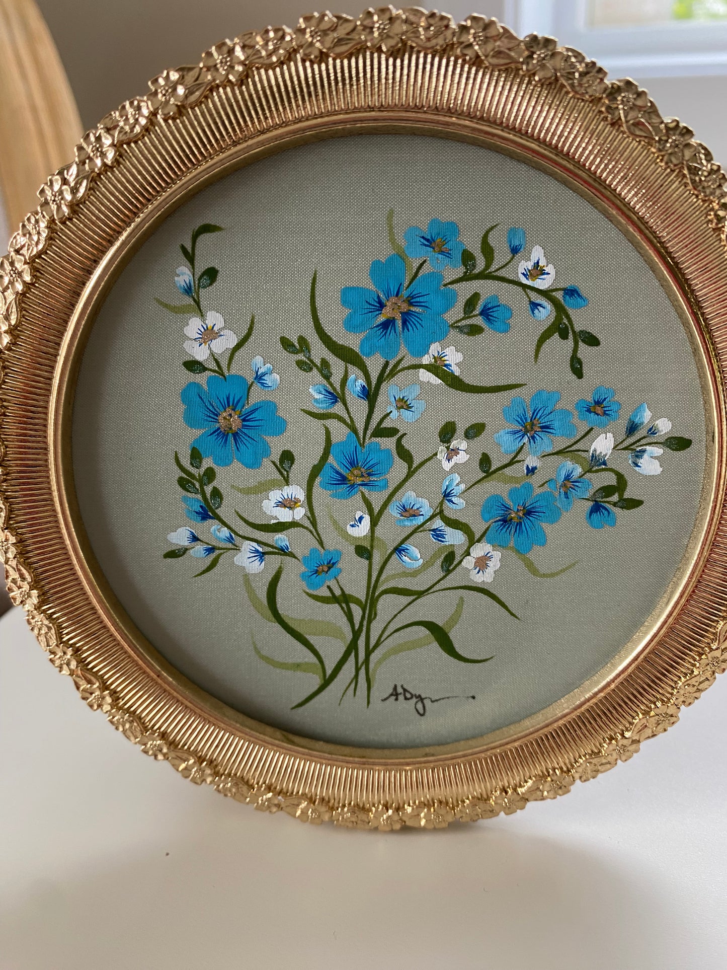 Forget Me Nots in Gold Original Painting