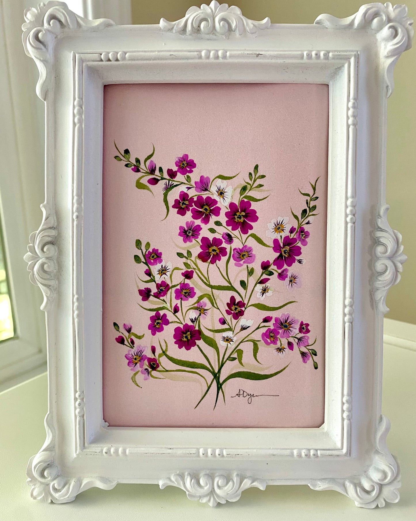 Pink Forget Me Nots Original Painting